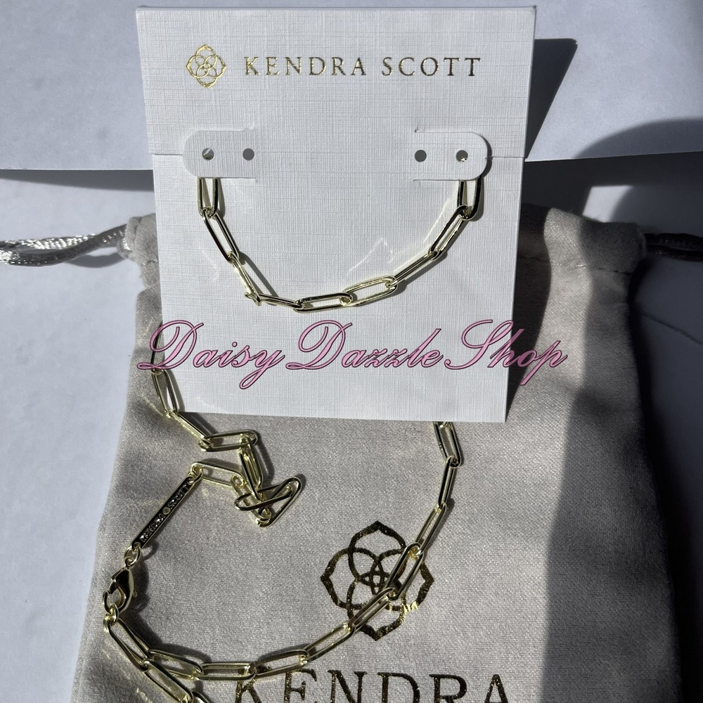 ✨Defective Kendra Scott Courtney Paperclip Necklace Fashion Jewelry Gold New ✨ - Picture 3 of 8
